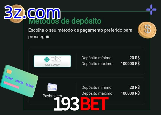 O cassino 193Bet oferece uma grande variedade de métodos de pagamento